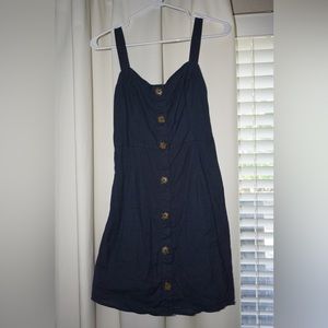 Navy mini dress with buttons
